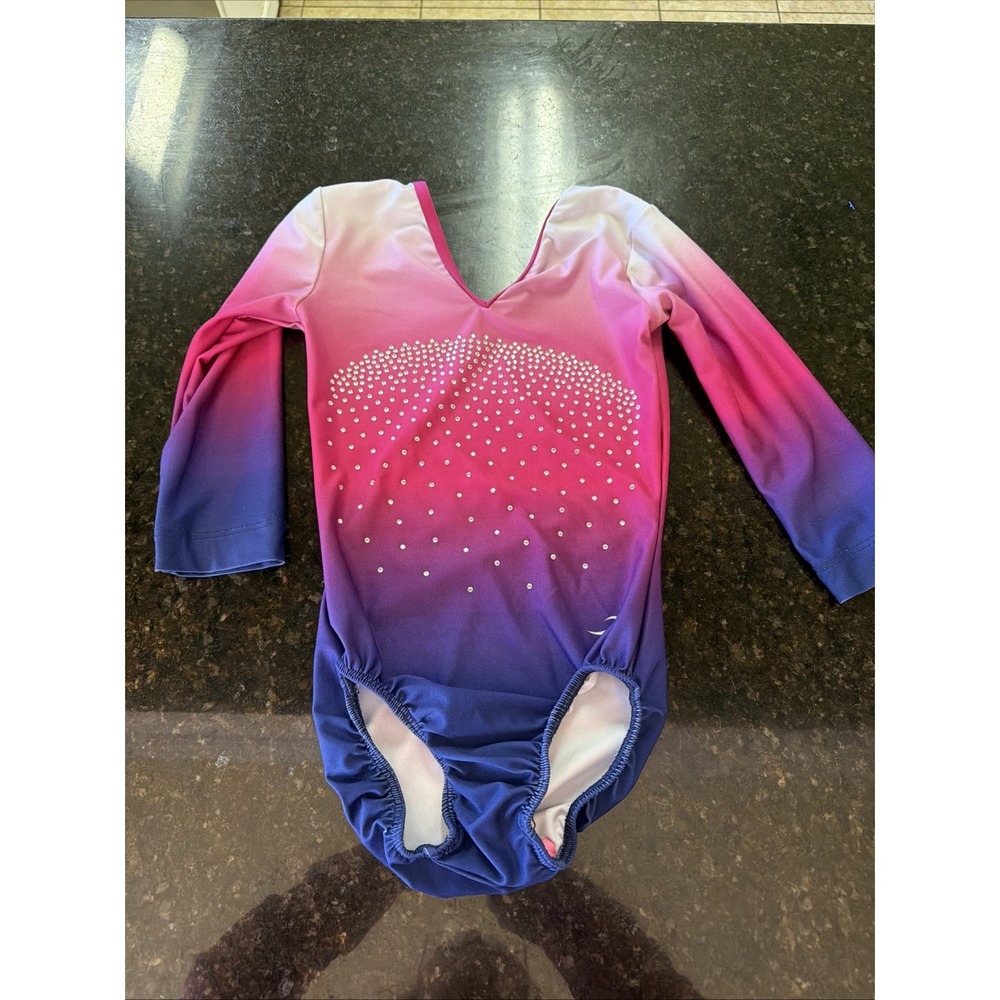 Motionwear Gymnastics Leotard Leo Competition Pink Purple Bling Sz Petite Adult
